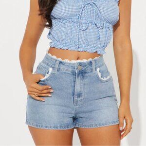 Fashion Nova - Lace Trim Denim Shorts - Size 9
